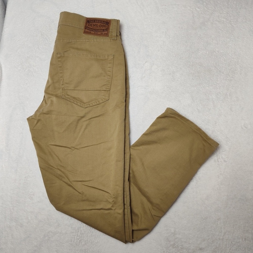 Devil Dog Jeans Mens 32x32 Beige Athletic Stretch Straight Canvas Casual Work